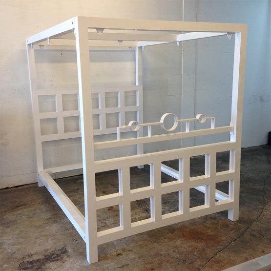 White Powdercoat BDSM Window Pain Bed w/Stockade