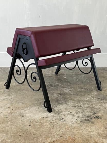 Scroll Bench w Burgundy upholstery